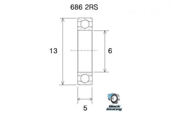 Black-bearing Roulement B3 - BLACKBEARING - 686-2rs 2 Black-bearing Roulement B3 - BLACKBEARING - 686-2rs – Image 2