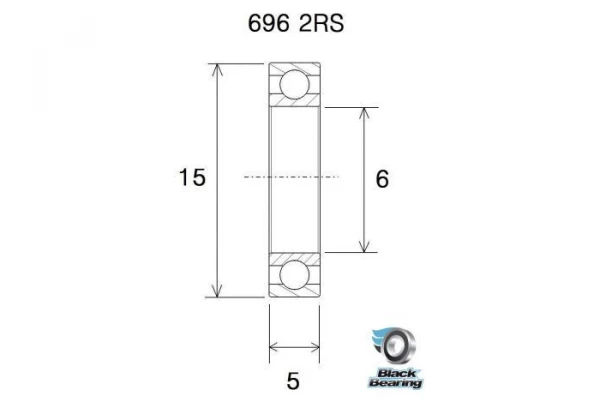 Black-bearing Roulement B3 - BLACKBEARING - 696-2rs 2 Black-bearing Roulement B3 - BLACKBEARING - 696-2rs – Image 2