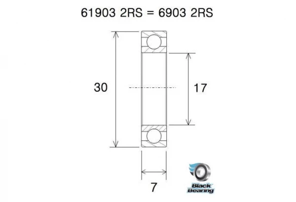 Black-bearing BLACK BEARING Céramique - Roulement 6903-2RS 2 Black-bearing BLACK BEARING Céramique - Roulement 6903-2RS – Image 2