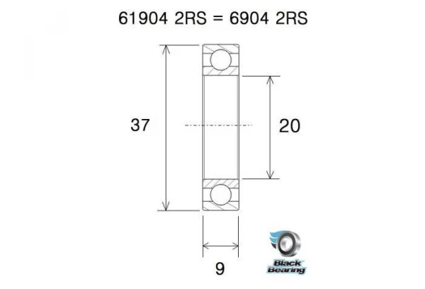 Black-bearing BLACK BEARING Céramique - Roulement 6904-2RS 2 Black-bearing BLACK BEARING Céramique - Roulement 6904-2RS – Image 2