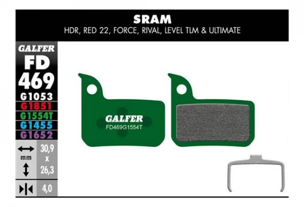 Paire De Plaquettes Galfer Semi-métalliques Sram HDR Red Force Rival Level Level TLM/Ultimate Pro 2 Paire De Plaquettes Galfer Semi-métalliques Sram HDR Red Force Rival Level Level TLM/Ultimate Pro – Image 2