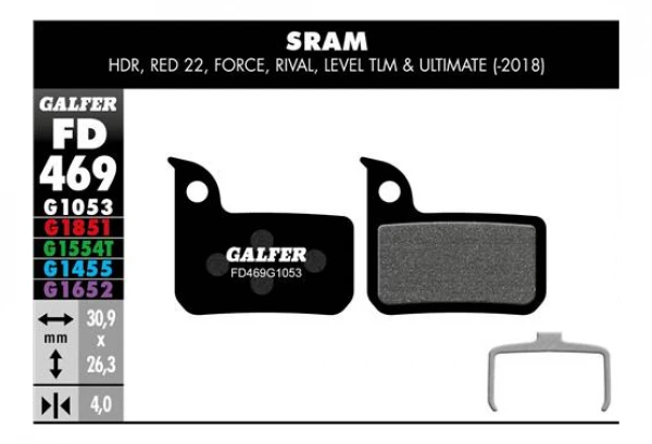 Paire De Plaquettes Galfer Semi-métalliques Sram HDR Red 22 Force Rival Level Level TLM/Ultimate Standard 2 Paire De Plaquettes Galfer Semi-métalliques Sram HDR Red 22 Force Rival Level Level TLM/Ultimate Standard – Image 2