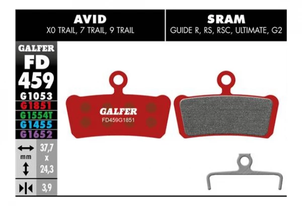 Paire De Plaquettes Galfer Semi-métalliques Avid X0 / Trail / 7 Trail / 9 Trail / Sram Guide R RS RSC Ultimate G2 Advanced 2 Paire De Plaquettes Galfer Semi-métalliques Avid X0 / Trail / 7 Trail / 9 Trail / Sram Guide R RS RSC Ultimate G2 Advanced – Image 2